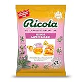 Ricola Honig Alpen Salbei, 75g Beutel Original Schweizer Kräuter-Bonbons mit 13 Alpenkräutern, wohltuendem Honig, Salbei & Vitamin C, 1 x 75g