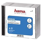 Hama CD-Doppel-Leerhülle Standard, 5er-Pack, transparent-schwarz