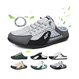 2024 Herren rückenfreie Sportschuhe zum Reinschlüpfen, lässige Mule-Sneaker, Hausschuhe, offener Rücken, Wandern, Outdoor-Wanderschuhe, atmungsaktive Loafer, Schwarz (B), 43 EU