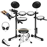 CAHAYA E-Drum Set mit Mesh-Fellen: Dual Trigger Pads und 350 Sounds – Elektronisches Schlagzeug mit großem 8' Snare Pad, Komplettset mit Schlagzeughocker, Kopfhörer, Sticks – für Anfänger Kinder