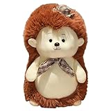 Igel Kuscheltier, Kuschel Igel Plüschtier mit Fliege, Flauschiger Plüschigel Stofftier zum Spielen & Kuscheln, lustige Igel-Figur Plüsch Pielzeug Geschenk für Kinder Mädchen Jungen (45cm,Braun)