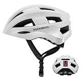 ROCKBROS Fahrradhelm mit Heckleuchte Aufladbarer Leuchthelm für Mountainbike und Straßenrad Sicherheitshelm für Männer und Frauen 58-60cm