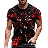 Herren 3D-Drucken StreifenT-Shirts Männer Rundhals T Shirts Lässiges Slim-Fit-Hemd Kurzärmlige Male Sommer Classic Sportshirt Atmungsaktiv Schnelltrocknend Tshirt Straßenstil Kurze Hülsen