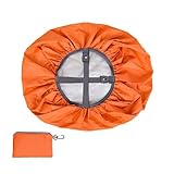 VONCYKI 1 x wasserdichter Rucksack-Regenschutz, verbesserte rutschfeste Kreuzschnallengurte, vier verstärkte Schichten für Wandern, Camping, Reisen (Orange, 35 l)