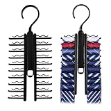 Krawattenhalter, 2 Stück Krawattenbügel Verstellbarer Krawatten Aufbewahrung Halter mit Rutschfestem Clip 360° Drehbar Tie Belt Rack für Krawatten Gürtel Schals