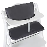 hauck 2-tlg. Deluxe Sitzkissen für Alpha Hochstuhl - Sitzpolster/Sitzauflage/Sitzverkleinerer/Hochstuhlauflage (Grau)