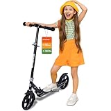 Welmotive Tretroller für Kinder & Erwachsene – Klappbarer Cityroller mit höhenverstellbarem Lenker – Scooter mit Ständer – Keine Montage nötig – Leicht bis 100 kg Schwarz