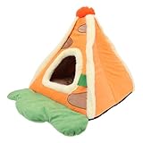RASTKY Gemütliches Haustier-Zeltbett, Dreieckiges Karotten-Design, Katzenhöhle, Hauszelt, Winterwärme für Katzen und Hunde (S)