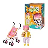 BABY born Minis Kinderwagen-Spielset mit Minis-Puppe Eli und Kuscheltier, 906156 Zapf Creation