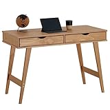 IDIMEX Schreibtisch Milo mit 2 Schubkasten, massives Kiefernholz, stabil und langlebig, ideal für Home-Office, Natur, Schubladen für Stauraum