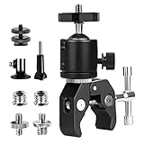 Super Clamp Stativ Stativkopf mit 1/4 3/8 Zoll Gewinde Adapter für Kameras, Flash Light, Stativ, LCD/DV Monitor, LED Lights