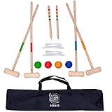 Ocean 5 Krocket Set – Outdoor Croquet Gartenspiel, das Geschicklichkeitsspiel aus Holz, für Kinder und Erwachsene, für 2-4 Spieler