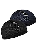 MELASA Cooling Fahrradmütze Unter Helm, Mech Atmungsaktive Helmet Liner Skull Cap, Fahrradhelm Mütze Laufmütze Sport Funktionsmütze für Männer Frauen, Passt unter Helme（Schwarz & Dunkelblau）