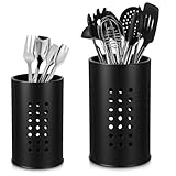 Küchenutensilienhalter für Arbeitsplatte, Edelstahl Schwarze Utensilien Caddy, Edelstahl-Besteckhalter, 2 Stück Küchenutensilienhalter Besteckhalter fur Küche Aufbewahrung Organisation
