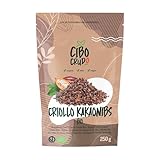 Kakao Nibs Bio und Roh - 250g. Roh Kakaonibs aus Rohkakao Bohnen ohne Zucker und Ungeröstet zum Essen oder in der Küche. Kakaobohnen in Stücken. Raw Cacao Nibs.