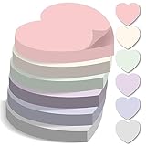 BIROYAL Haftnotizen Klebezettel 420 Blätter, 6 Blöcke Sticky Notes pastell, 76 mm x 76 mm Klebezettel bunt, Haftnotizen lustig, Notizzettel Klebend zum Markieren & Hervorheben, Herzform