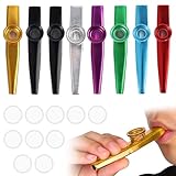 8 Stück Kazoo Set,Kazoo Instrument Set,Metall Kazoo,7 Farben Metall Kazoo,Aluminiumlegierung Kazoo mit 10 Stück Kazoo-Membranen enthalten,für Musikliebhaber Anfänger Favors Geschenke