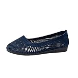 Generisch Loafer Damen Sommerschuhe Sommer Mesh Atmungsaktiv Leichtgewichts Sneaker Einfarbig Flache rutschfeste Bequeme Turnschuhe Outdoor Hiking Casual Sportschuhe 37-42
