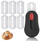 agogue Bäckermesser+6 Individuell Klinge,Teigmesser Brot Mit, Tragbarer Brotklinge und Ideale Brotklinge, Brot Einschneidemesser Brot Backen Zubehör 7x4cm (Schwarz)