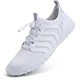 Mabove Strandschuhe Wasserschuhe Herren Schnell Trocknen Surfschuhe Schwimmschuhe Aquaschuhe Badeschuhe Barfussschuhe(Weiß, V011,45 EU)