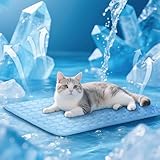 OUYULAI Kühlmatte für Hunde und Katzen, Selbstkühlende Hundematte, Ungiftig Kühlkissen für Haustiere, Waschbar Hund Kältematte für Drinnen, Draußen und Auto, Blau,60 * 50cm