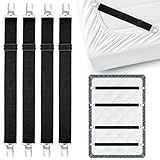 Alethron 4 Stück Bettlakenspanner Verstellbar, Schwarz Bettlaken Spanngurte Spannbettlaken Spanner Halter, Lakenspanner für Bettlaken Betttuchspanner mit Clip Spanner für Leintuch Matratzen