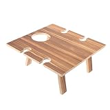 Kisangel Faltbarer Holz Weintisch Tragbarer Outdoor Picknicktisch für Garten und Strand Stabiler Klapptisch mit Vintage Design für Weinliebhaber und Picknick im Freien