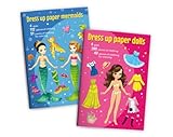 Anziehpuppen Set zum Ausschneiden Anziehpuppe aus Papier Papierpuppen-Spielbuch (4 Puppen und 4 Meerjungfrauen) mit Kleidungsstücken zum Anziehen