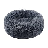 BVAGSS Hundebett Rund Katzenbett Flauschig Donut Kuscheliges Hundekissen Waschbar Ultra Weicher Plüsch Haustierbett für Kleine, Mittelgroße und Große Hunde, Katzen XH034 (Diameter:40 cm, Dark Grey)