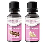Flavour Drops zuckerfrei Set 2x 30 ml - Nuss Nougat & Weiße Schokolade | Geschmackstropfen OHNE KALORIEN zum Süßen mit Dosierhilfe | vegan | Für Naturjoghurt, Porridge oder Quark - Hello Shape