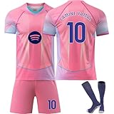 Generisch 10 19 Lamine Yamal Pink New 26 Basa Fußball Jerseys Anzug 8 Pedri 9 Lewandowski 11 Raphinha Trikot Kinder Kids Boys Mens Sport Trainning Soccer T Shirt Outfit Football Set