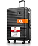 Travely Polycarbonat Koffer Groß 77cm XL - 100L Innenvolumen - 158cm Gurtmaß, sehr robuster Hartschalenkoffer mit sanften Rollen & TSA Schloss, Reisekoffer, Handgepäck Koffer, Reisekoffer mit Rollen