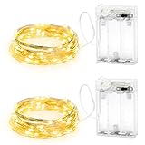 Annefly 2 Stück 2m 20 LED Lichterkette Batterie, Batteriebetrieben Mini Lichterkette für Innen und Aussenbereich, Ideal für Party, Weihnachten, Halloween, Hochzeit & Schlafzimmer (2M 2Stück)