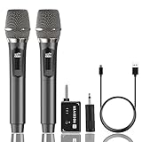 Kabelloses Mikrofon, MAILANGSHI Metall-Doppel-Handmikrofonsystem mit wiederaufladbarem Empfänger, 50 Stunden Laufzeit, 200 Fuß Reichweite, Karaoke-Mikrofone für Karaoke-Gesang, Hochzeit, DJ, Party