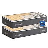 Boic 2 Stück 60L Unterbettkommode, Unterbett Aufbewahrung, Große Aufbewahrungsbox Mit Deckel, Faltbare Bettkasten Aufbewahrung Für Bettwäsche Schrank Für Bettdecken Decken Kleidung