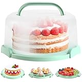 Ohuhu Kuchen Transportbox, Torten Transport Box mit Deckeln und Tragegriff, Tragbarer Tortentransportbox für 10 Zoll Kuchen, Tortenbox Rund für Kekse Nüsse, Tortenglocke Tolle Geschenke zum Frauen