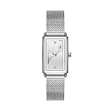 SHENGKE Damenuhr, rechteckiges Gehäuse, Quarzuhr mit Milanaise-Mesh-Band, Business-Casual-Klasse-Armbanduhr, K0119-Silber, Quarzuhr