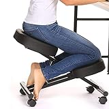 Susoso Kniestuhl, Kniehocker Sitzhocker Bürohocker Gesundheitsstuhl Ergonomischer Rollbar für Zuhause Büro Schwarz