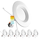 Luxrite LED-Einbauleuchte, 1,6 cm, 14 W = 90 W, CCT-Farbe wählbar, 2700 K, 3000 K, 3500 K, 4000 K, 5000 K, dimmbar, 1100 Lumen, Nassbewertung, Energy Star, glatte Zierleiste (6 Stück)