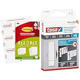 Command Bilder-Montagestreifen & tesa Powerstrips Tapete&Putz - doppelseitige Klebestreifen für Tapete und Gips - Ersatz-Klebestreifen für den tesa® Klebenagel - Haltekraft 1