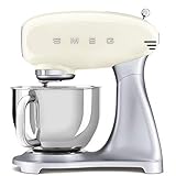 Smeg, SMF02CREU Küchenmaschine, 10 Geschwindigkeitsstufen, Planetenrührwerk, Sicherheitsabschaltung, 2 Rührbesen, Kugelgriff aus Edelstahl, 800 W, Creme