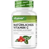 Natürliches Vitamin C aus Acerola Extrakt - 365 Kapseln - Hochdosiert - Premium Rohstoff - Ohne unerwünschte Zusätze - Vegan