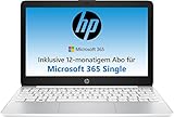 HP Stream Laptop | 11,6' HD Display | Intel Celeron N4120 | 4GB DDR4 RAM | 64GB eMMC | Intel Grafik | Windows 11 S-Mode | QWERTZ Tastatur | Weiß | inkl. Microsoft Office 365 Single