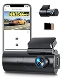 GKU Dashcam Auto Vorne Hinten 4K+1080P, 5GHz WiFi Dash Cam mit 64GB SD Karte, Auto Kamera mit Parküberwachung, Super Nachtsicht, WDR, 170° Weitwinkel, G-Sensor, Loop-Aufnahme, APP Steuerung, Max 256GB
