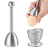 OioTuyi Hochwertiger Edelstahl Eierköpfer und Eieröffner Set, Eierschneider, Perfekt als Eierschalensollbruchstellenverursacher, Eierpiekser und Eierbecher