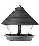 Dehner Natura Premium Wildvogel Futterampel Guayana, Futterstation für Wildvögel, Vogelhaus robust / hängend, inkl. Aufhängevorrichtung,, Ø ca. 27 cm, Höhe ca. 23 cm, Kunststoff, schwarz