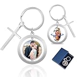 RSQGT Personalisierter Schlüsselanhänger mit Foto- und Textgravur | Edelstahl | personalisierte geschenke für Freund oder Freundin (Drehen Sie Einen Kreis)