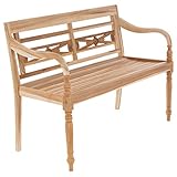 DIVERO 2-Sitzer Gartenbank Florenz aus Teak-Holz, naturbelassen- Reine Handarbeit - Länge: 120 cm – Farbe: Natur-Braun
