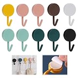 Selbstklebende Wandhaken, 10 Stück, klein, bunt, Wandhaken, ohne Bohren oder Nägel, Haken für Badetücher, Küche, Decke, zum Aufhängen, Wand, Tür, Bademantel