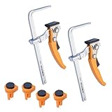 POWERTEC 72392 4 Stück Bankhunde für 1,9 cm großes Hundeloch, Nylonbank mit EVA-Einsatz und 2 Stück Schnellspann-Ratschen-Tischklemmen für MFT und Führungsschienensystem, 17,8 cm Kapazität (178 mm) x